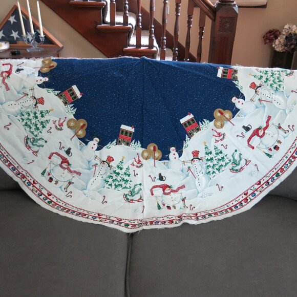 Vintage Daisy Kingdom Peppermint Hill Tree Skirt Table Cloth 3 Fabric Panels - Picture 5 of 6